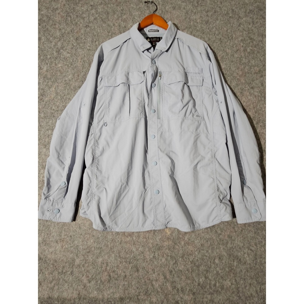 Duluth Trading Alaskan Hardgear Men's XL Light Blue Long Sleeve Fishing Shirt